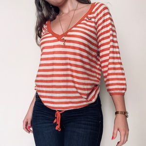 ••Hollister stripped tie-front top••